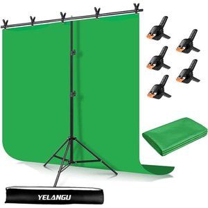 Green Screen Backdrop with Stand kit, 6.5X5ft Portable Photo Background  Stand